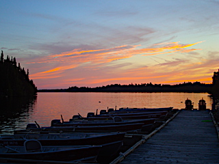 Boat Dock Sunset at Fireside Lodge in Ontario Canada